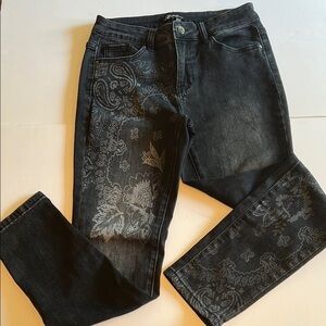 Charlies Black Paisley Skinny Jeans NWOT Size 6